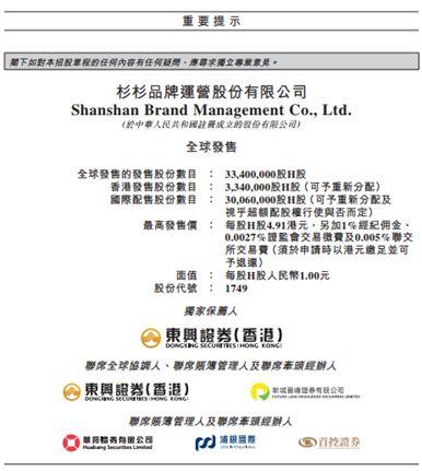 香港IPO: 杉杉股份(600884.SH)分拆第二家子公司杉杉品牌(01749.HK)於7月底在香港主板IPO上市