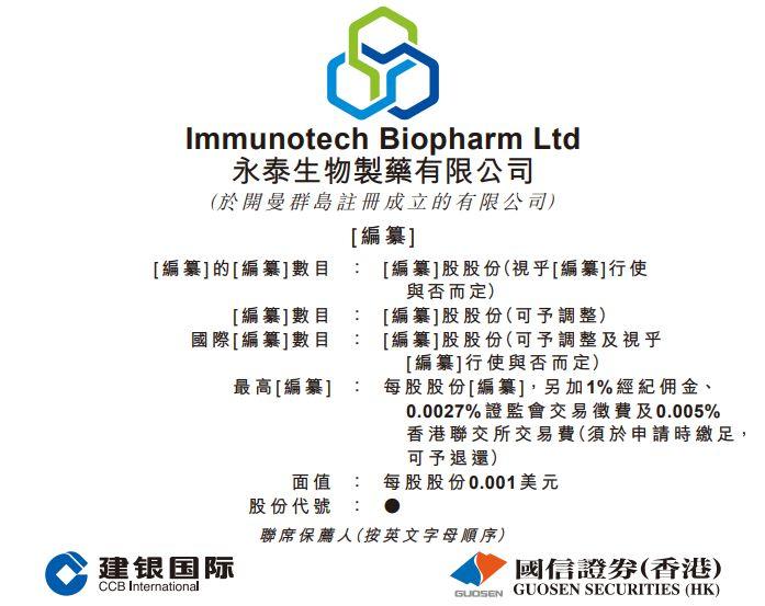 永泰生物，2020年第2家在香港递表的生物科技公司，拟香港主板 IPO上市
