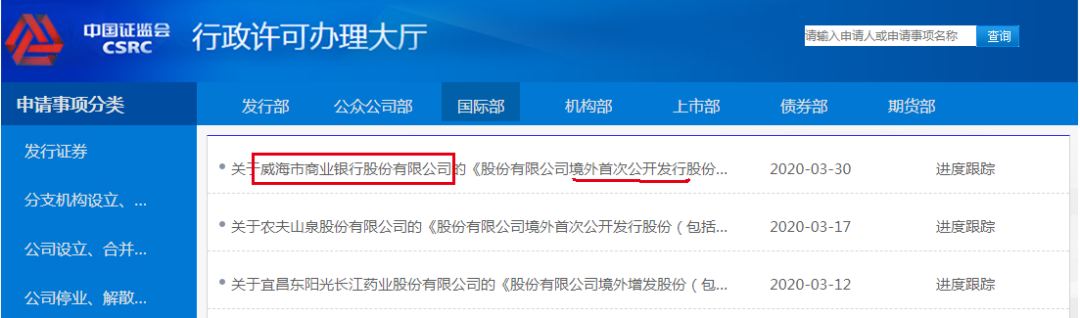 威海市商业银行：拟香港H股上市，已获「中国证监会国际部」小路条