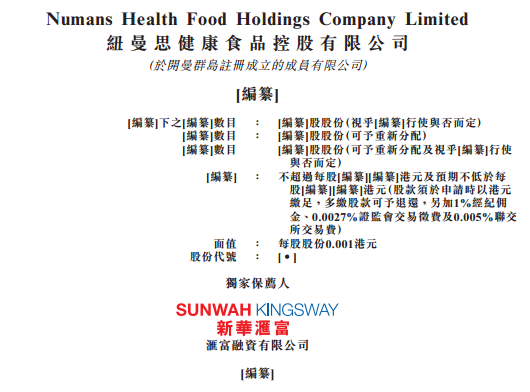 纽曼思健康食品，第三次递交招股书，拟香港IPO上市